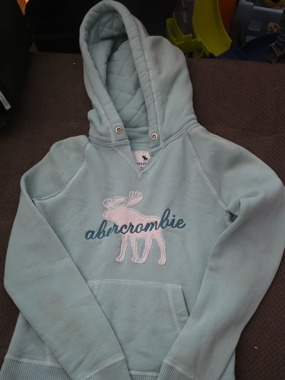 Abercrombie & Fitch Light Aqua Quilted Hooded Sweatshirt